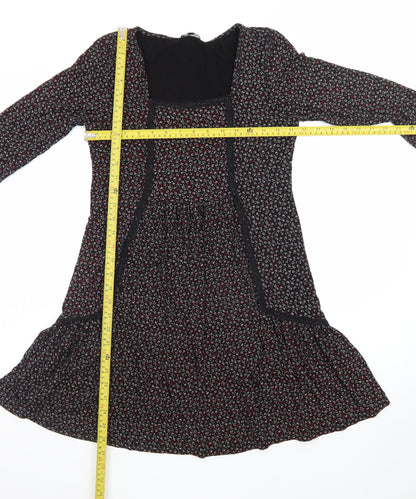 Warehouse Women’s Black Floral Fit & Flare Dress Size 12