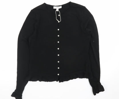 Marks and Spencer Women's Black Ruffle Button Cardigan Size 12
