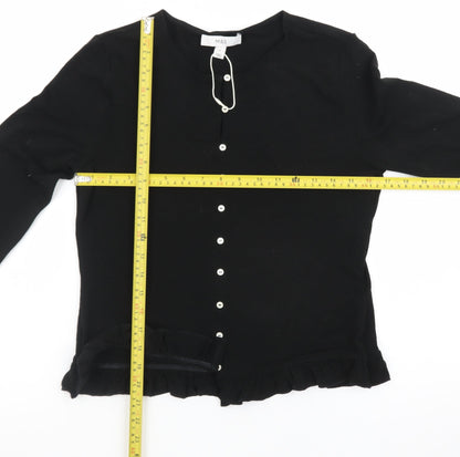 Marks and Spencer Women's Black Ruffle Button Cardigan Size 12