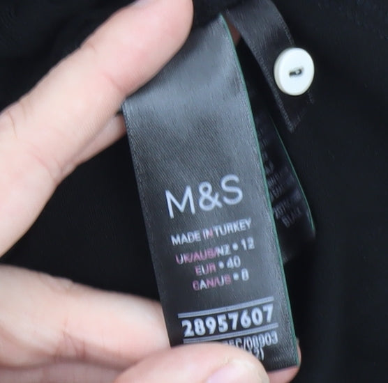 Marks and Spencer Women's Black Ruffle Button Cardigan Size 12