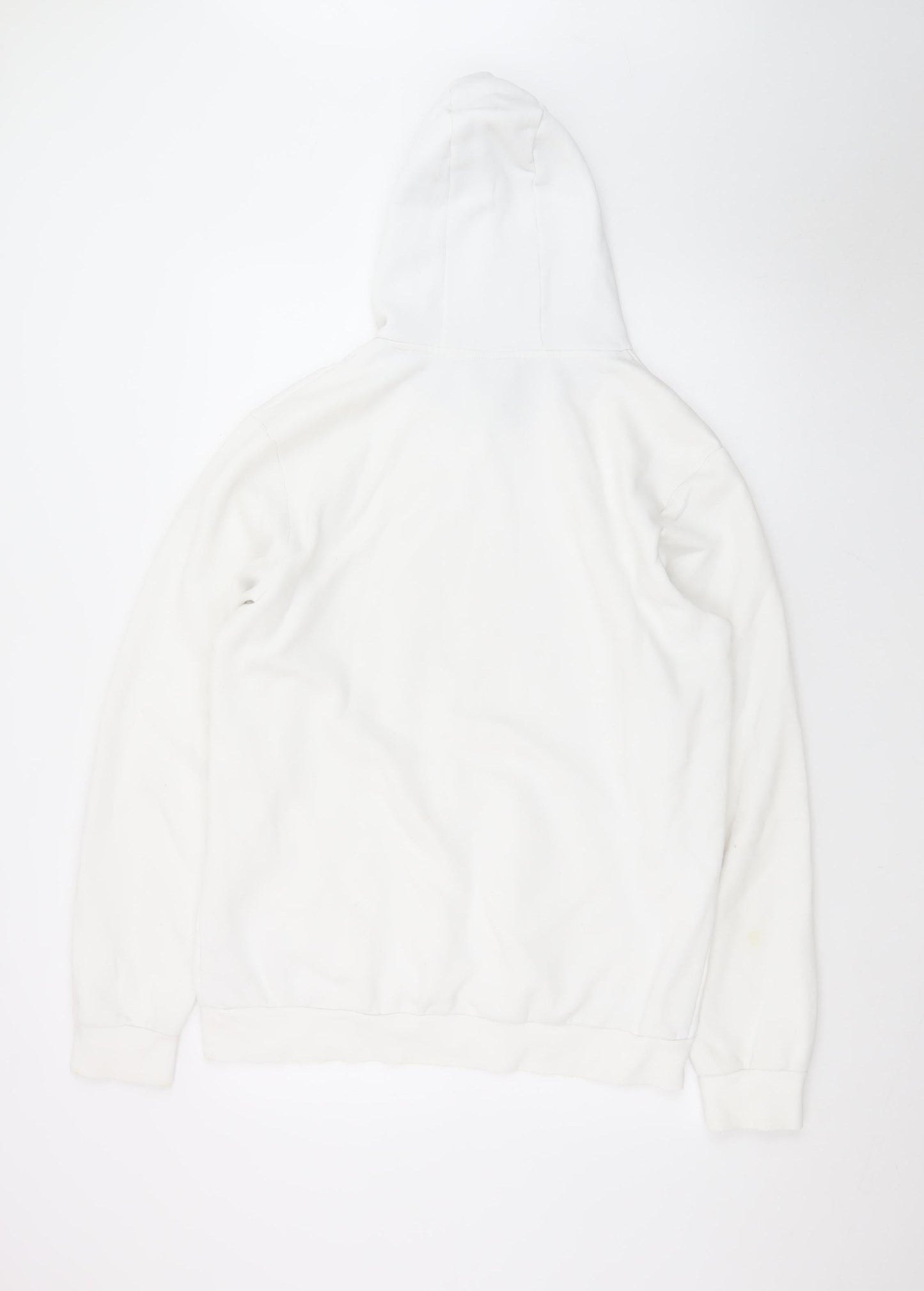 Adidas Mens White Pullover Hoodie L Logo Sports Fleece Sweatshirt