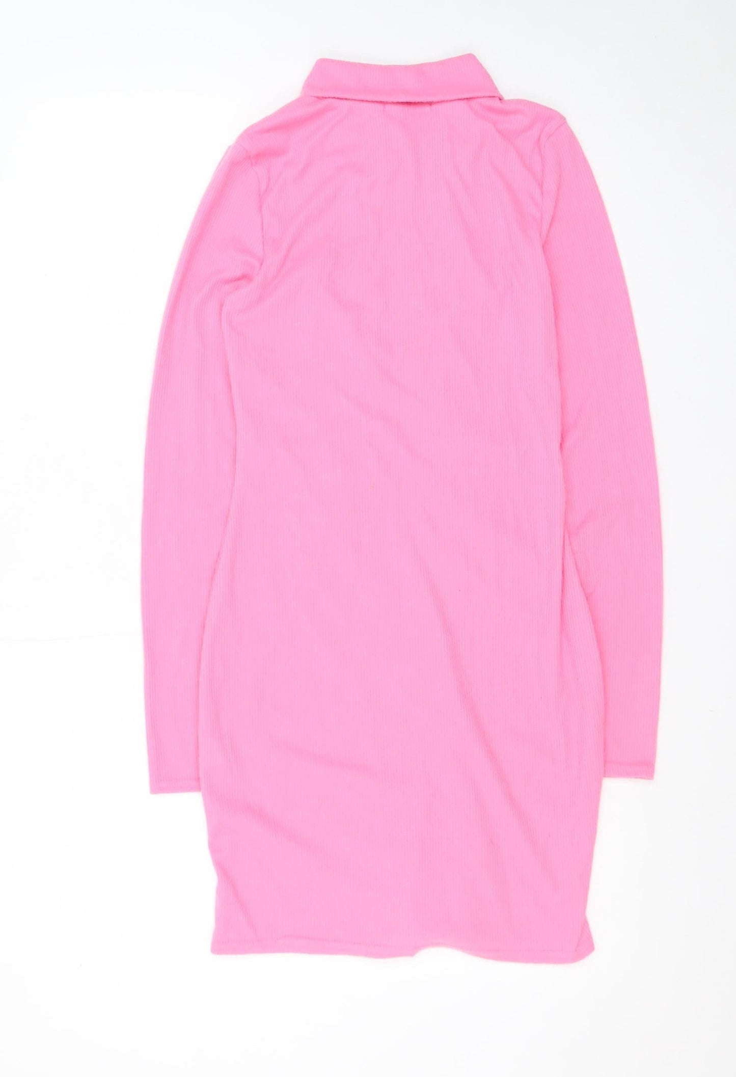 MissyEmpire Women’s Pink Bodycon Collared Stretch Dress Size 8