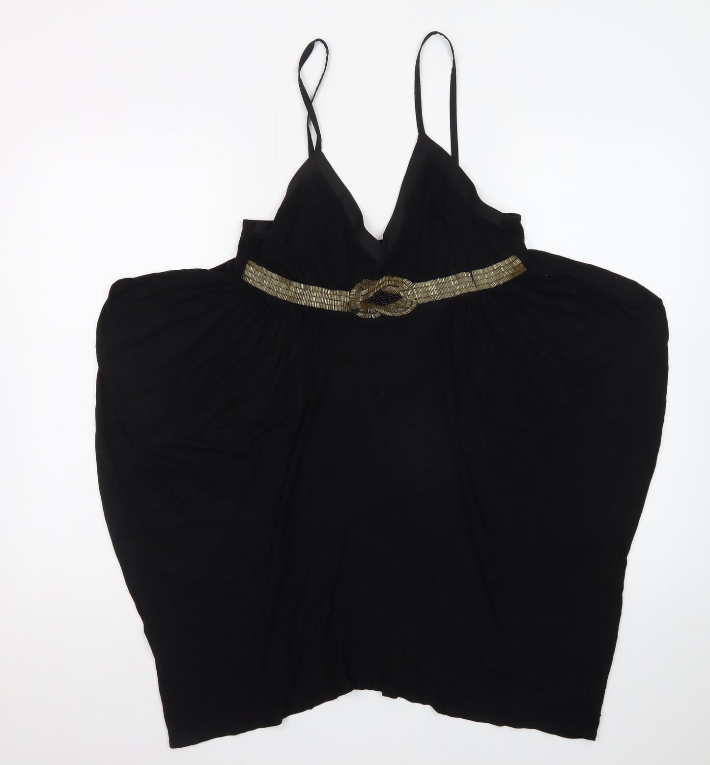 Miss Selfridge Women's Black Size 12 Beaded Slip Dress