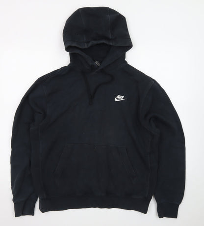 Nike Men's Black Pullover Hoodie M Regular Fit Logo Fleece Sweatshirt