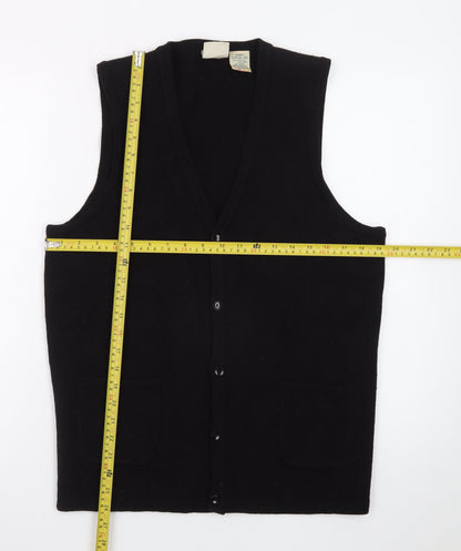 Vintage Sears Womens Black Acrylic Knit Vest Jumper Size S