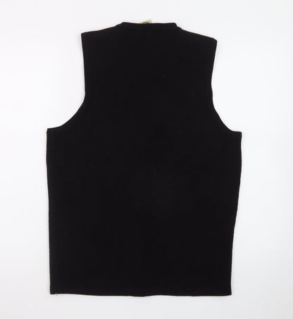 Vintage Sears Womens Black Acrylic Knit Vest Jumper Size S