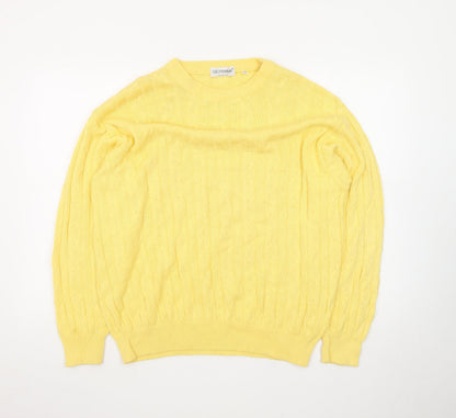 GioFerrari Women Yellow Cable-Knit Cotton Jumper Size 16