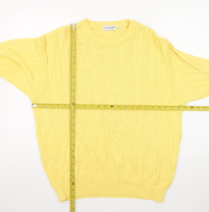 GioFerrari Women Yellow Cable-Knit Cotton Jumper Size 16