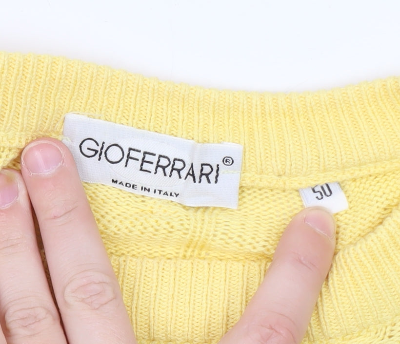GioFerrari Women Yellow Cable-Knit Cotton Jumper Size 16