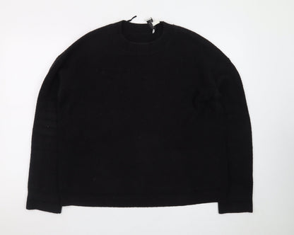 & Other Stories Women Black Wool Crew Neck Long Sleeve Jumper Size 12