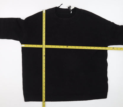 & Other Stories Women Black Wool Crew Neck Long Sleeve Jumper Size 12