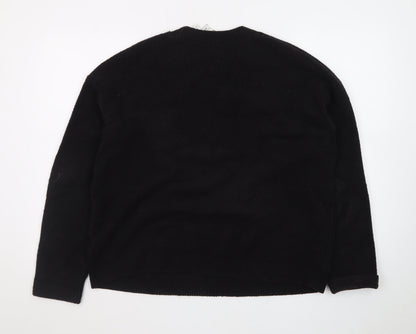 & Other Stories Women Black Wool Crew Neck Long Sleeve Jumper Size 12