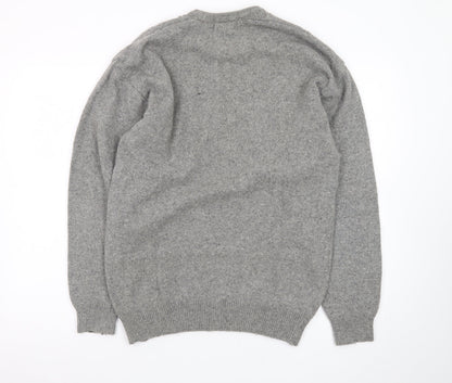 Vinsor Men's Grey Wool Cable Knit Crew Neck Jumper Size M