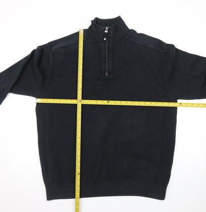 Next Men's Black XL 1/2 Zip High Neck Cotton Jumper