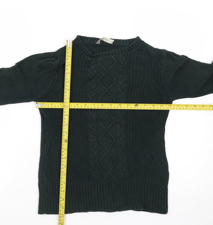 Oasis Women's Green Cable-Knit Cotton Pullover Jumper XS