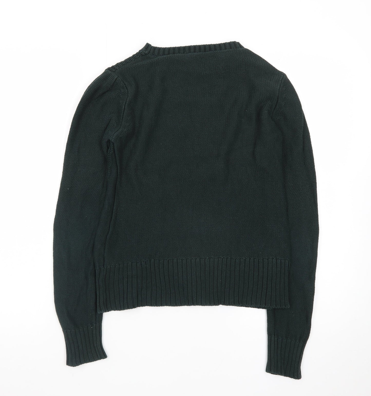 Oasis Women's Green Cable-Knit Cotton Pullover Jumper XS