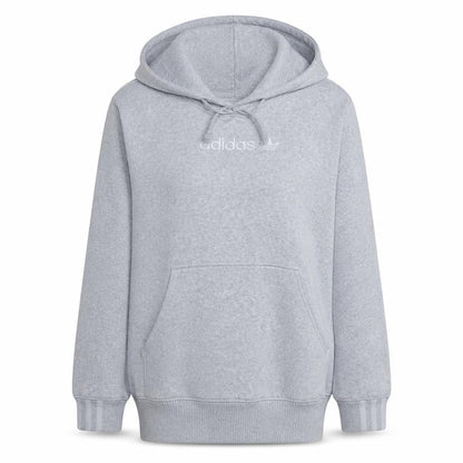 Adidas Women Grey Pullover Hoodie Size 8 Classic Logo Sweatshirt