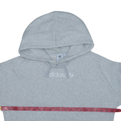 Adidas Women Grey Pullover Hoodie Size 8 Classic Logo Sweatshirt