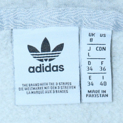 Adidas Women Grey Pullover Hoodie Size 8 Classic Logo Sweatshirt