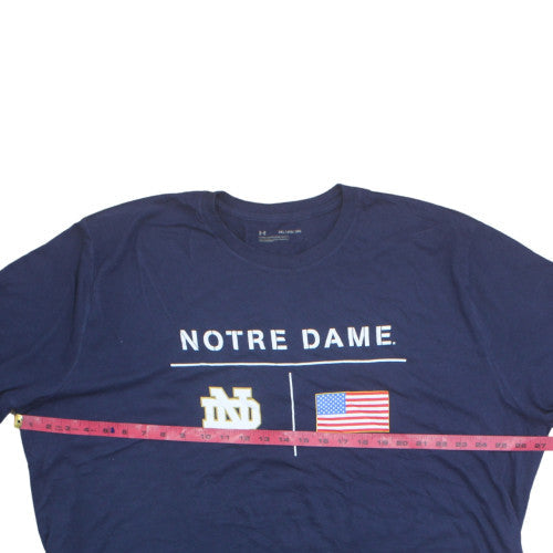 Under Armour Men's Navy Notre Dame USA Flag Graphic T-Shirt 3XL Loose Fit