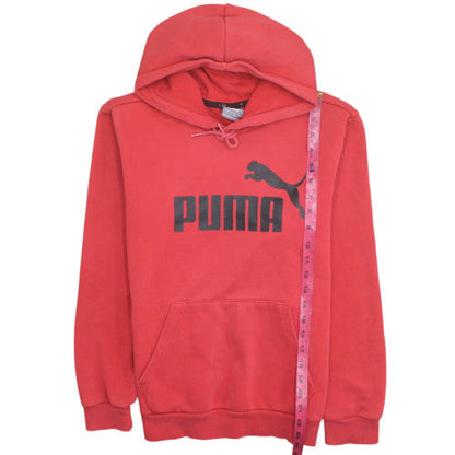 Puma Men's Red Pullover Hoodie Small Fleece Logo Sweatshirt