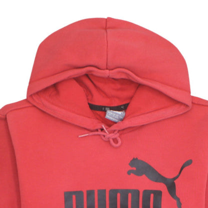 Puma Men's Red Pullover Hoodie Small Fleece Logo Sweatshirt