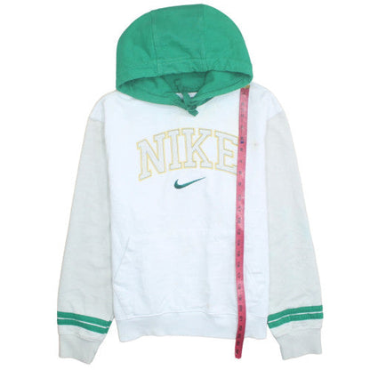 Nike Men's White Green Pullover Hoodie M Sports Graphic Cotton