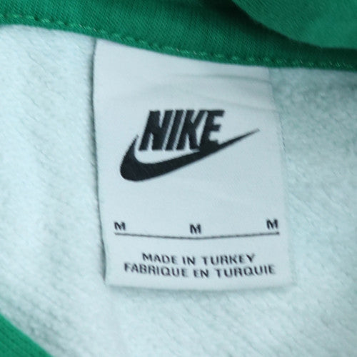 Nike Men's White Green Pullover Hoodie M Sports Graphic Cotton