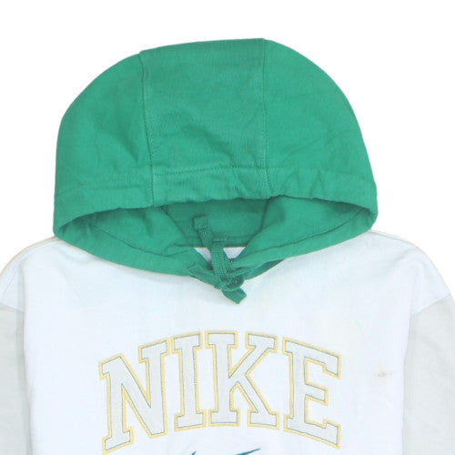 Nike Men's White Green Pullover Hoodie M Sports Graphic Cotton