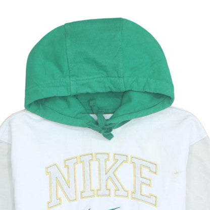 Nike Men's White Green Pullover Hoodie M Sports Graphic Cotton