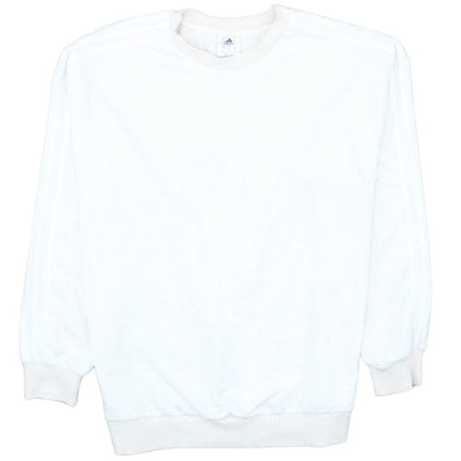 Adidas Women White Crew Neck Sweatshirt L 16-18 Relaxed Cotton Blend