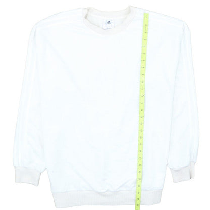 Adidas Women White Crew Neck Sweatshirt L 16-18 Relaxed Cotton Blend
