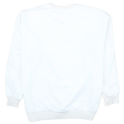 Adidas Women White Crew Neck Sweatshirt L 16-18 Relaxed Cotton Blend