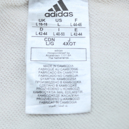Adidas Women White Crew Neck Sweatshirt L 16-18 Relaxed Cotton Blend