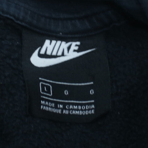 Nike Men's Black Pullover Hoodie L Cotton Fleece Logo Casual