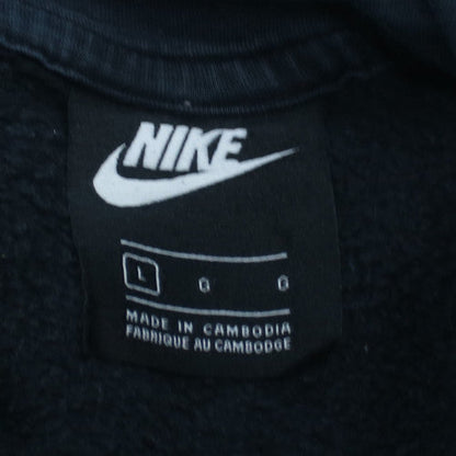 Nike Men's Black Pullover Hoodie L Cotton Fleece Logo Casual