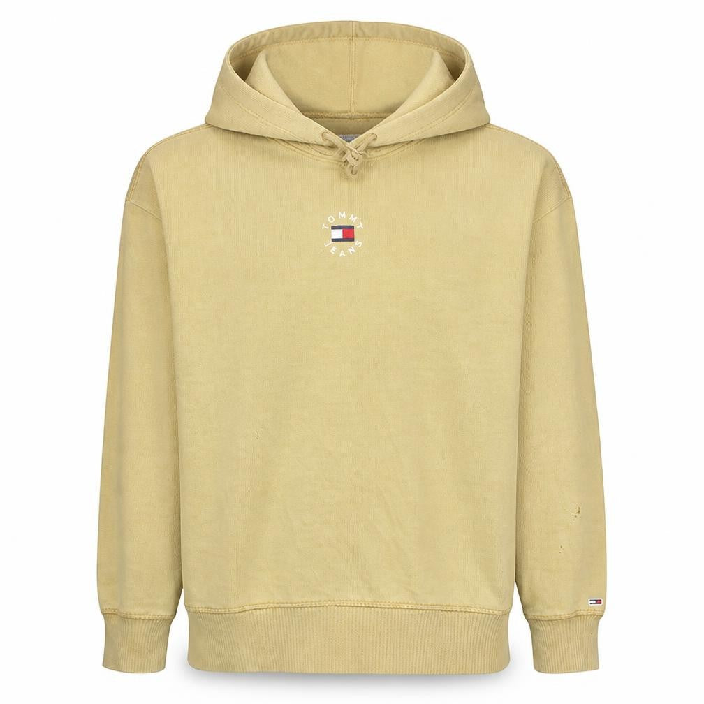 Tommy Jeans Men's Beige Pullover Hoodie Size M Cotton Casual