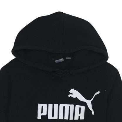 Puma Womens Black Hoodie UK 12 Pullover Logo Sweatshirt
