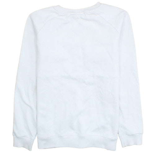 FILA Women White Crew Neck Pullover Sweatshirt Size 12 Logo Print