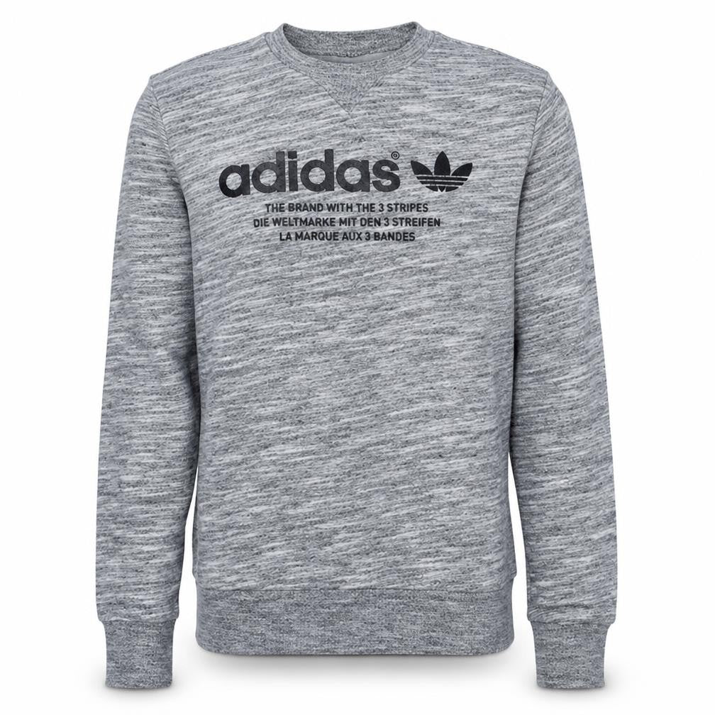 adidas Men's Grey Crew Neck Pullover Sweatshirt Size S