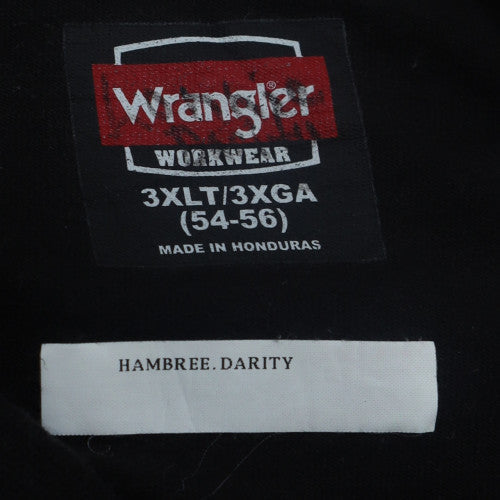 Wrangler Workwear Men's Black 3XLT Cotton Crew Neck Pocket T-Shirt