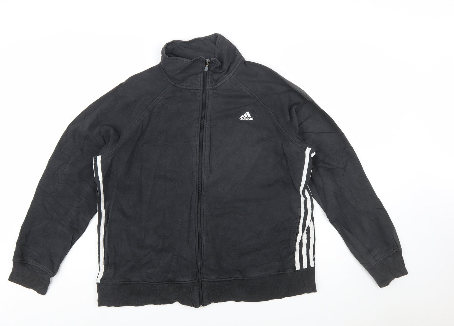 Adidas Womens Black Full Zip Sweatshirt Hoodie XL Relaxed Fit