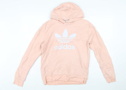 Adidas Girls Pink Pullover Hoodie 13-14 Years Logo Lightweight Sweatshirt