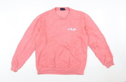 Fila Womens Pink Crew Neck Pullover Sweatshirt M Cotton Blend