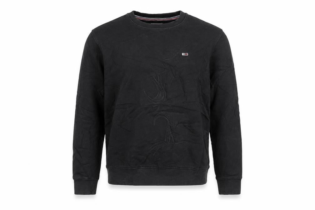 Tommy Jeans Men's Black Crew Neck Sweatshirt M Pullover Logo Cotton Blend