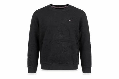 Tommy Jeans Men's Black Crew Neck Sweatshirt M Pullover Logo Cotton Blend