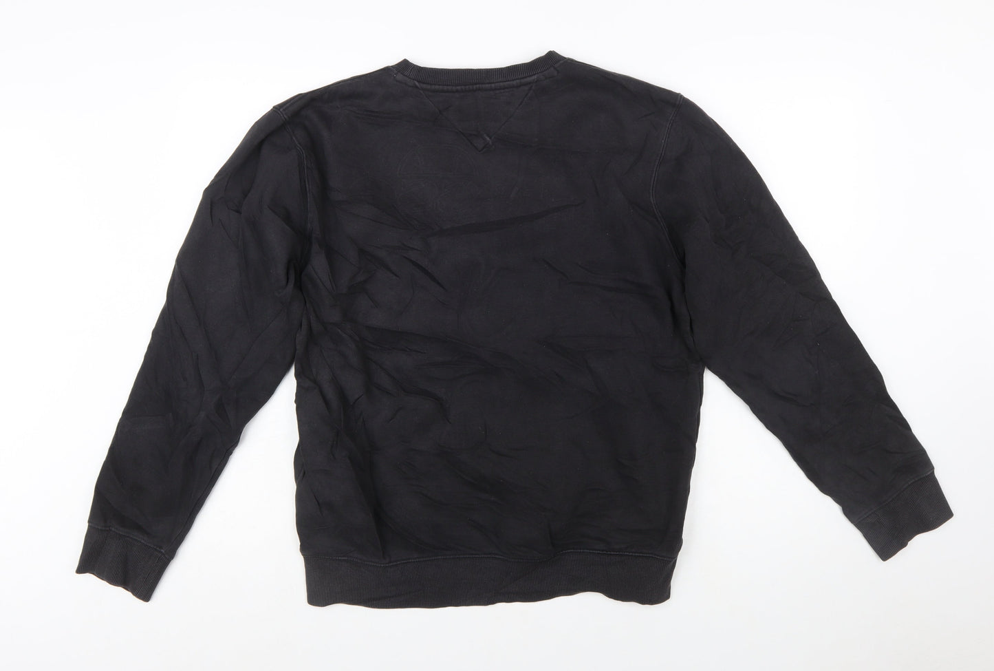 Tommy Jeans Men's Black Crew Neck Sweatshirt M Pullover Logo Cotton Blend