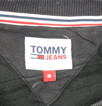 Tommy Jeans Men's Black Crew Neck Sweatshirt M Pullover Logo Cotton Blend