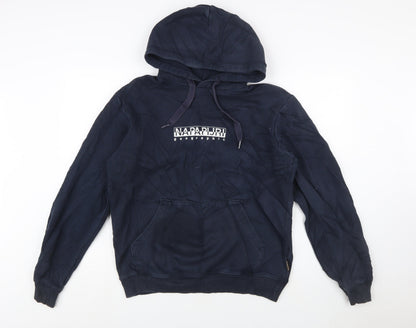 Napapijri Men's Blue XS Pullover Hoodie with Logo Print