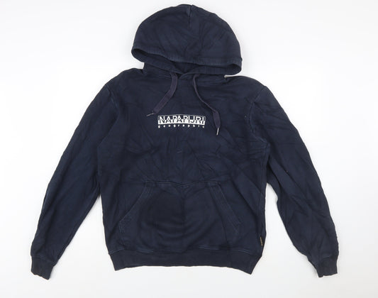 Napapijri Men's Blue XS Pullover Hoodie with Logo Print